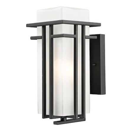 Z-Lite Abbey Outdoor Wall Light, Black & Matte Opal 549S-BK